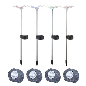8er Set RGB LED Solarlampen, verschiedene Designs
