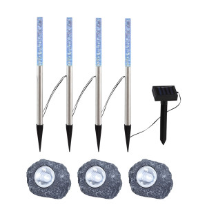 7er Set RGB LED Solarleuchten, verschiedene Designs