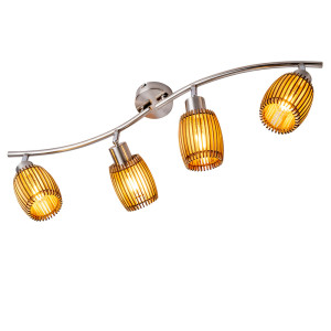 RGB LED Deckenlampe aus Metall und Holz, Nickel Eiche PARKEY