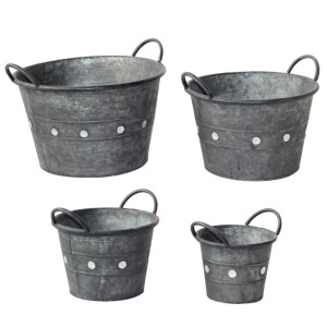 4er Set Pflanztöpfe, Metall schwarz, verschiedene Größen