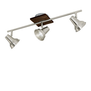 LED Deckenstrahler, Stahl, Holz, Spots verstellbar, L 58 cm