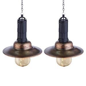 2er Set LED Solar Hängeleuchten, Metall dunkel, Glas klar