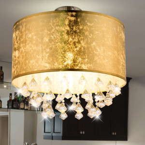 LED Deckenleuchte im Blattgold Design mit Kristallen, AMY