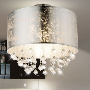 LED Deckenlampe im Blattsilber Design mit Kristallen, AMY