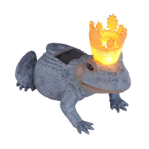 LED Solarleuchte, Froschkönig, grau, gold, Höhe 22 cm