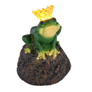 LED Solarleuchte, Froschkönig, Stein, Höhe 18 cm