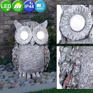 LED Solarleuchte, Eule, grau, Höhe 37 cm