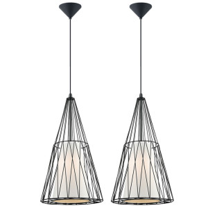 2er Set LED Käfig Pendelleuchten, Textil, Höhe 120 cm, WIRE
