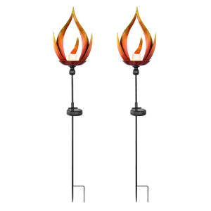 2er Set LED Solarleuchten, Feuer Effekt , Höhe 93 cm