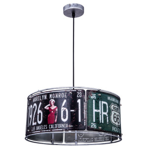 LED Hängelampe, Schild Design 2x Monroe, 2x Route 66, USA