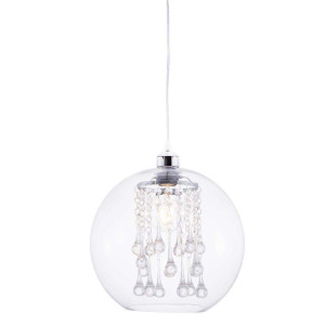 Pendel 1flg BUBBLE chrom,Kunststoff klar/Deko