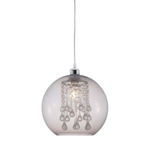 Pendel 1flg BUBBLE chrom,Kunststoff rauchgr./Deko