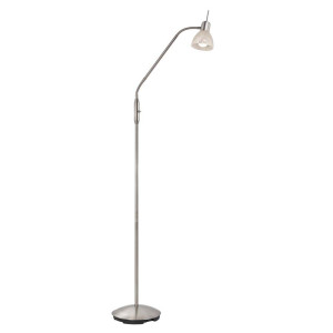 LED Stehleuchte 1-f.Daytona Nickel,Glas alab. weiss