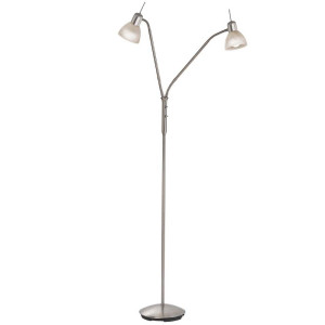 LED Stehleuchte 2-f.Daytona Nickel,Glas alab. Weiss