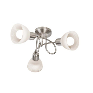 LED Deckenleuchte 3-f Daytona Nickel,Glas alab.weiss