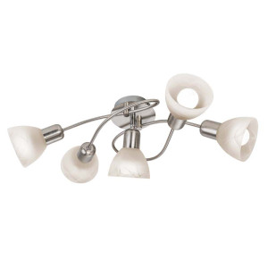 LED Deckenleuchte 5-f Daytona Nickel,Glas alab.weiss