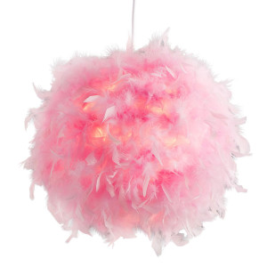 Pendelleuchte, Federn pink, ca. 40 cm