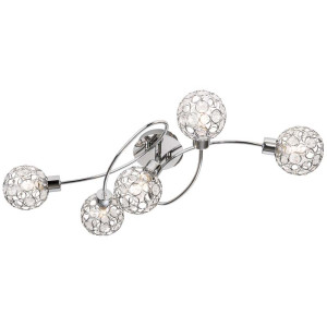 LED Deckenleuchte 5flg Largo chrom,Metallkopf m.Acryl-Deko