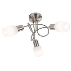 LED Deckenleuchte 3-flg. Lolly Nickel,Glas opal matt weiss