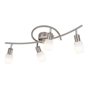 LED Deckenleuchte 4-flg. Lolly Nickel,Glas opal matt weiss