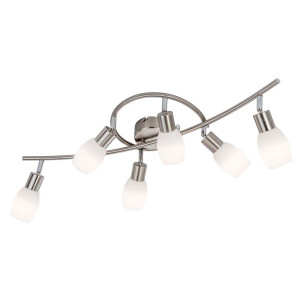 LED Deckenleuchte 6-flg. Lolly Nickel,Glas opal matt weiss