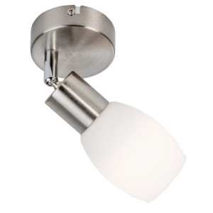 LED Spot 1-flg. Lolly Nickel,Glas opal matt weiss