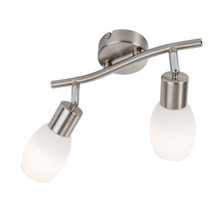 LED Balken 2-flg. Lolly Nickel,Glas opal matt weiss