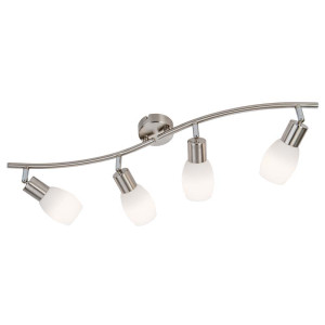 LED Schiene 4-flg. Lolly Nickel,Glas opal matt weiss