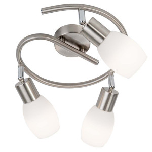 LED Spirale 3-flg. Lolly Nickel,Glas opal matt weiss