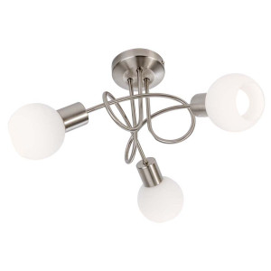 LED Deckenleuchte 3-flg. Loxy Nickel,Glas opal matt weiss