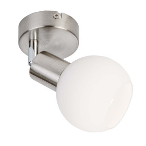 LED Spot 1-flg. Loxy Nickel,Glas opal matt weiss