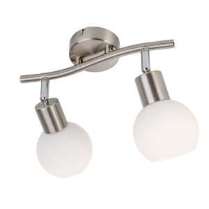 LED Balken 2-flg. Loxy Nickel,Glas opal matt weiss