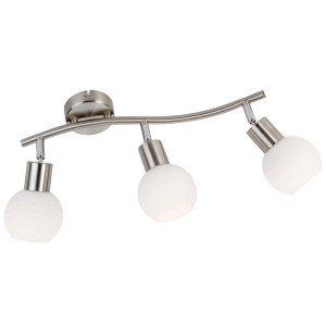 LED Balken 3-flg. Loxy Nickel,Glas opal matt weiss