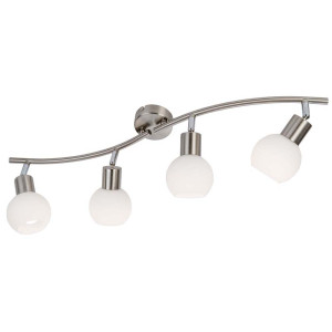 LED Schiene 4-flg. Loxy Nickel,Glas opal matt weiss