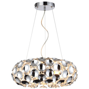 Pendelleuchte, Chrom Dekor, H 150 cm