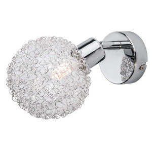LED-Spot 1-flg. Ryder chrom,Glaskugel/Drahtgeflecht
