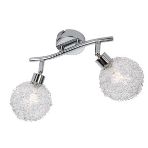 LED-Balken 2-flg. Ryder chrom,Glaskugel/Drahtgeflecht