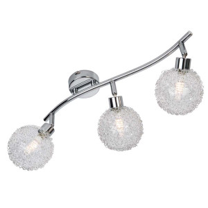 LED-Balken 3-flg. Ryder chrom,Glaskugel/Drahtgeflecht