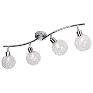 LED-Schiene 4-flg. Ryder chrom,Glaskugel/Drahtgeflecht