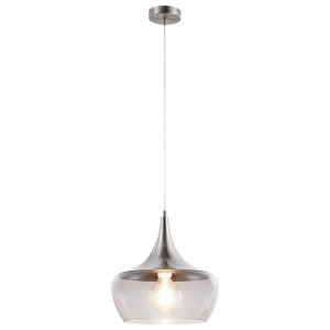 Hängeleuchte, nickel matt, Glas rauchfarben H 150 cm