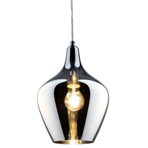 Hängeleuchte, silber, Glas grau, H 150 cm