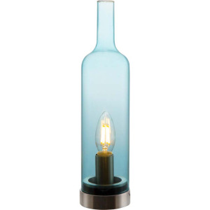 Tischleuchte BOTTLE Nickel matt,Glas blau fuer 1xE14,40W