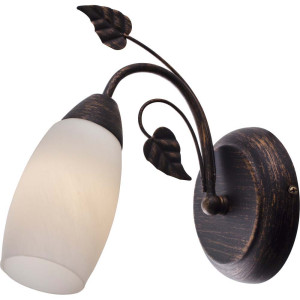 Wandleuchte 1flg VENEZIA rostfarbig,Glas alabasterfarb