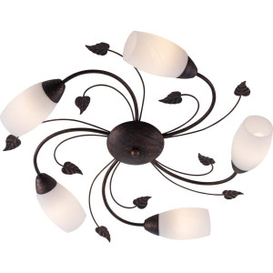 Deckenleuchte 6flg VENEZIA rostfarbig,Glas alabasterfarb