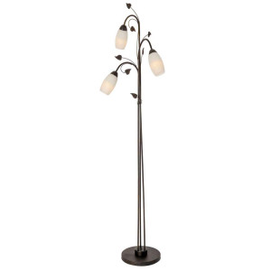 Stehleuchte 3flg VENEZIA rostfarbig,Glas alabasterfarb