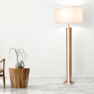 LED Stehleuchte, Holz Eiche, Textil, LED Stripe, H 150 cm