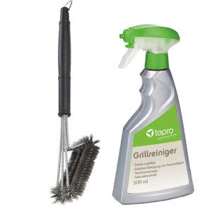 2er Grill Reinigungs Set Edelstahl Bürste Öko Reiniger