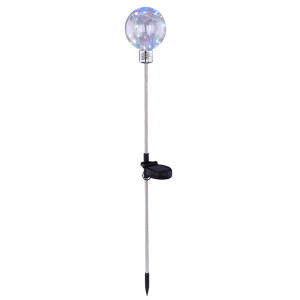 RGB LED Solarleuchte, Edelstahl, Kugel-Design, Höhe 72 cm