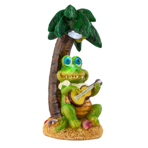 LED Solarleuchte, Krokodil, Gitarre, bunt, Höhe 22,5 cm