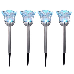 4er Set RGB LED Solar Steckleuchten, Rosen, Farbwechsler